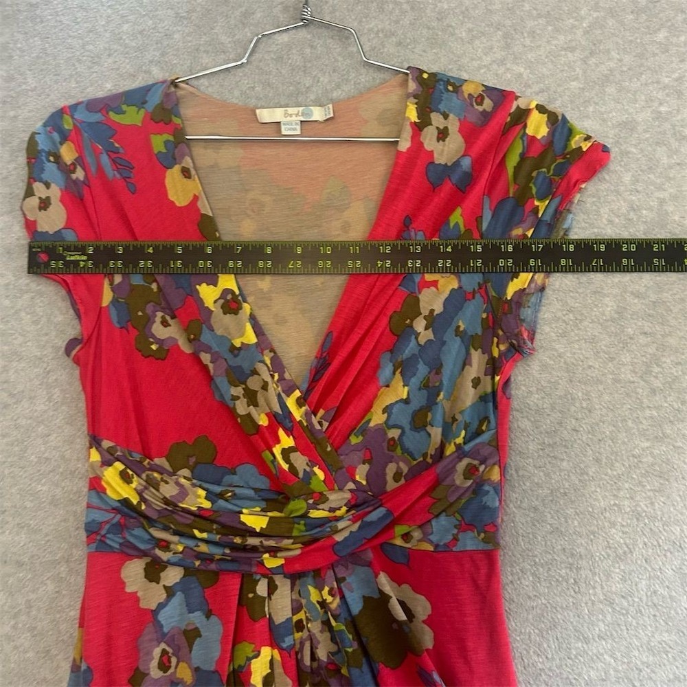 Boden Dress Women's Red Size 8r Floral Jersey Twist-Front Knee Length - Picture 8 of 8